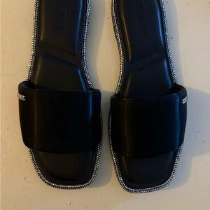 DKNY Black Sandals with Sparkling Trim